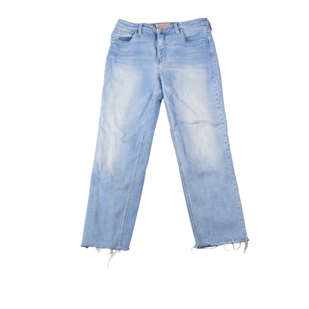 Kut from the Kloth Rachael Mom Jeans Womens 10 Blue High Rise Raw Hem